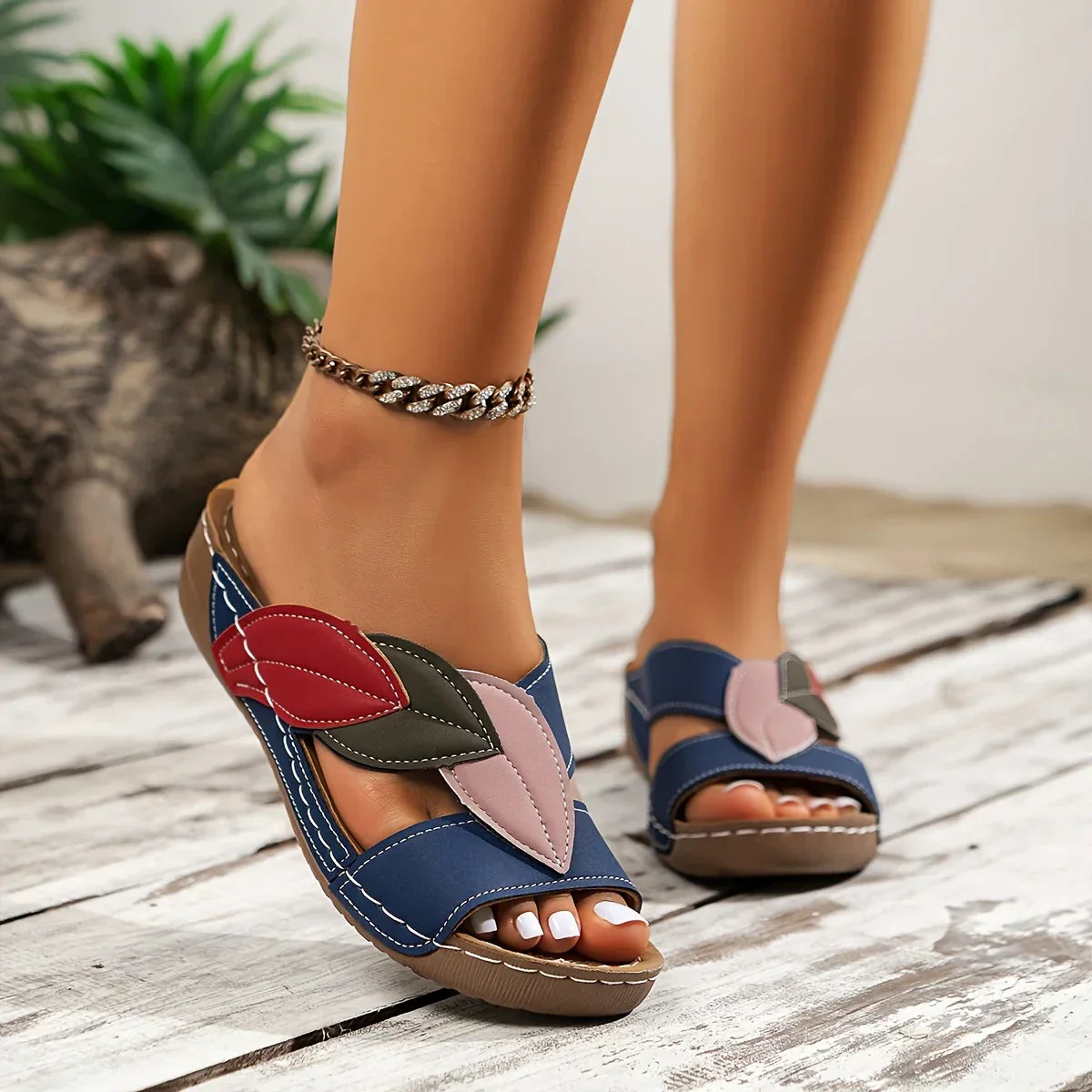 Sini Sandaler Dam - Bekväma Slip-On Med Kuddad Innersula