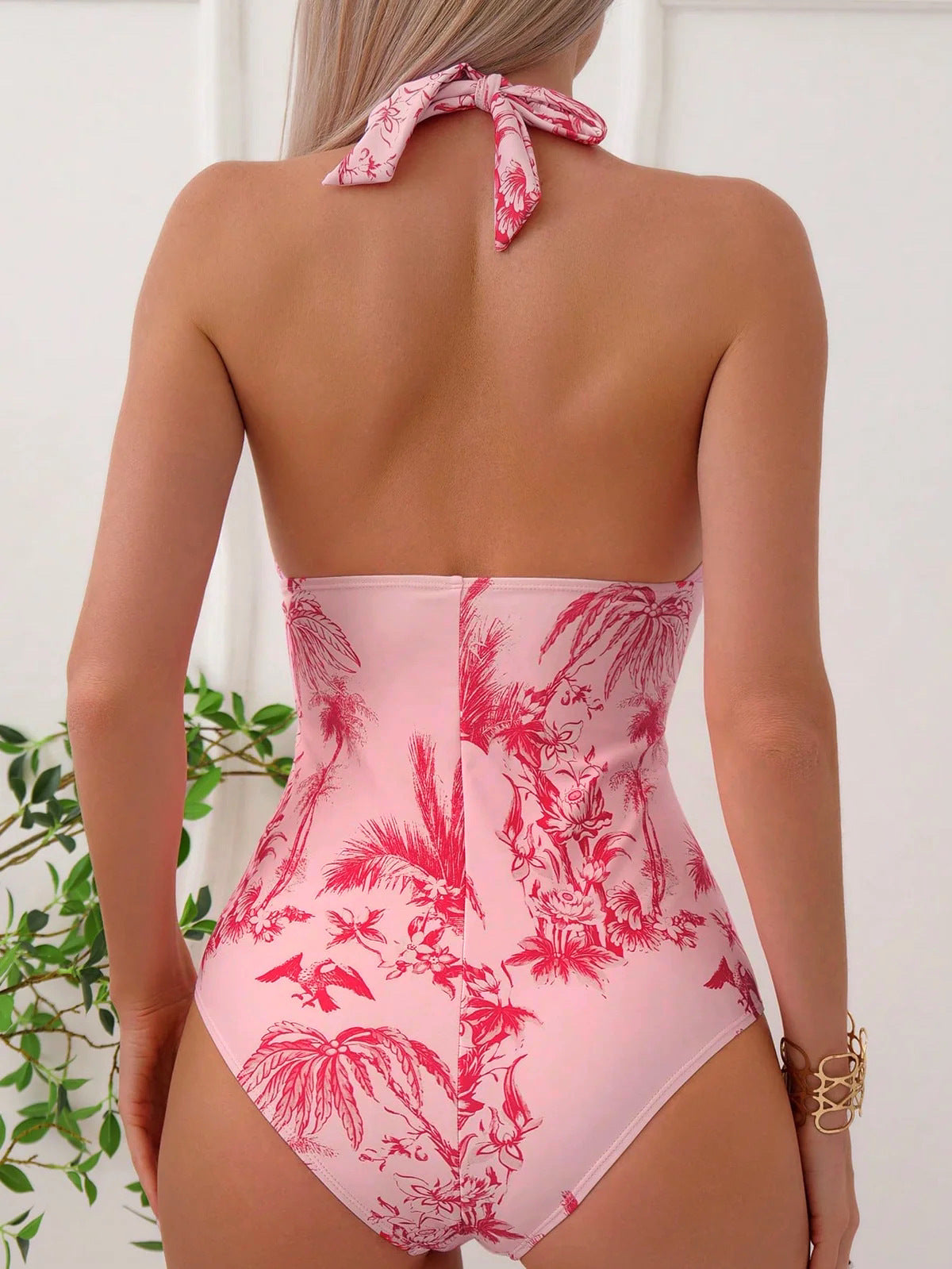 Vintage baddräkt i ett stycke med blommigt tryck