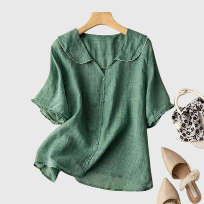 Adele™ | Elegant Vit Blus för Dam