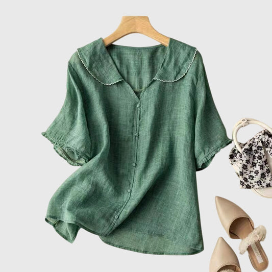 Adele™ | Elegant Vit Blus för Dam