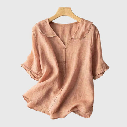 Adele™ | Elegant Vit Blus för Dam