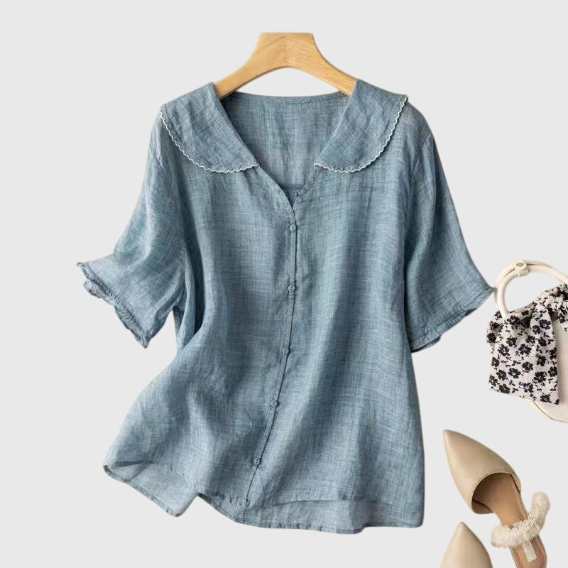 Adele™ | Elegant Vit Blus för Dam