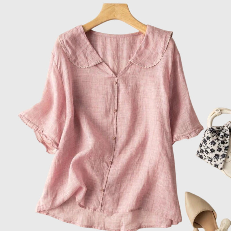Adele™ | Elegant Vit Blus för Dam