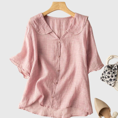 Adele™ | Elegant Vit Blus för Dam