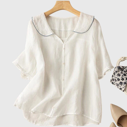 Adele™ | Elegant Vit Blus för Dam
