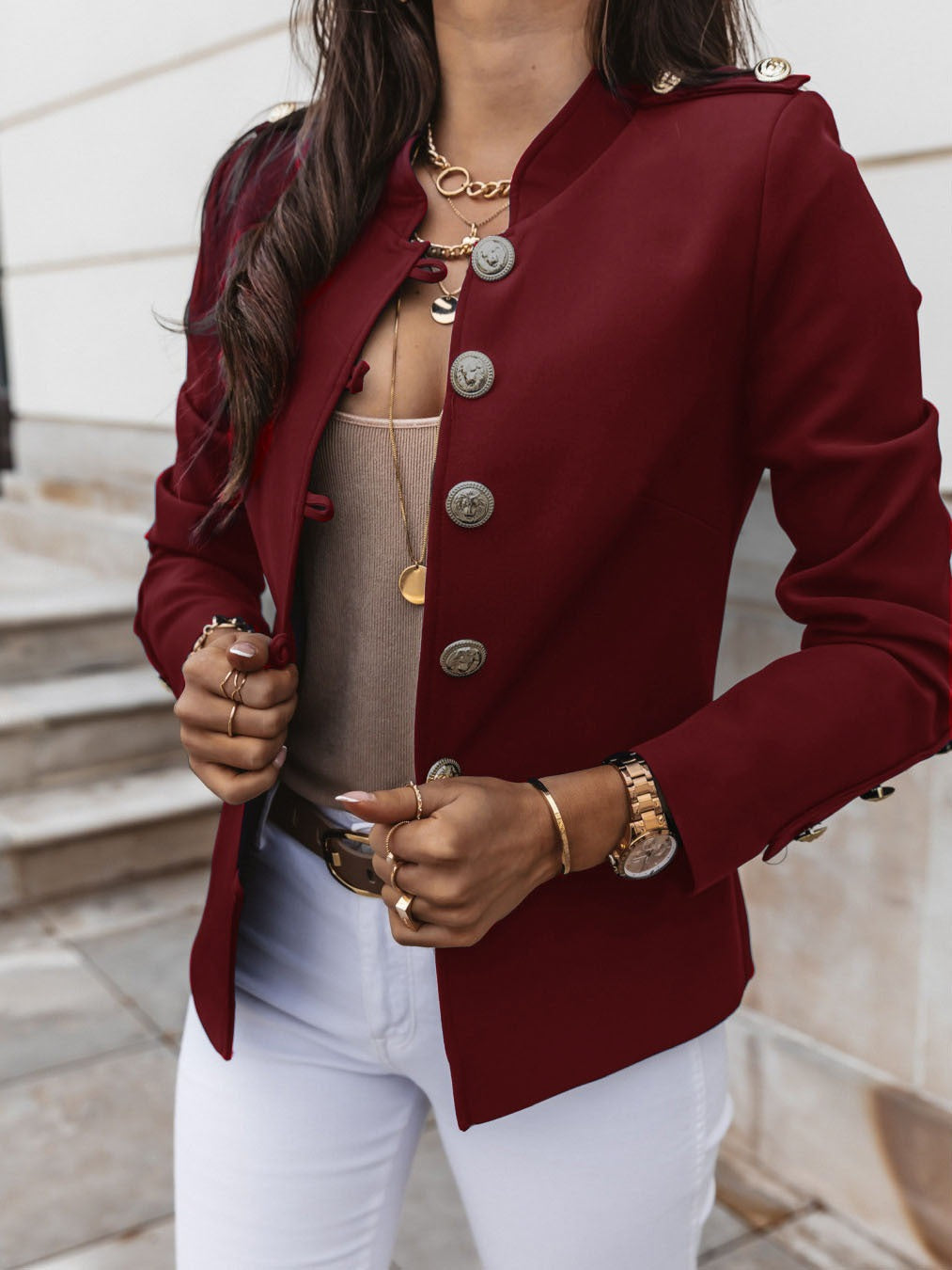 Ebba™ | Elegant Vit Blus för Dam