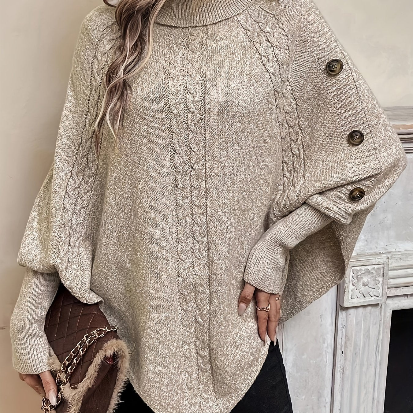 Beatrice - Mjukt stickad poncho