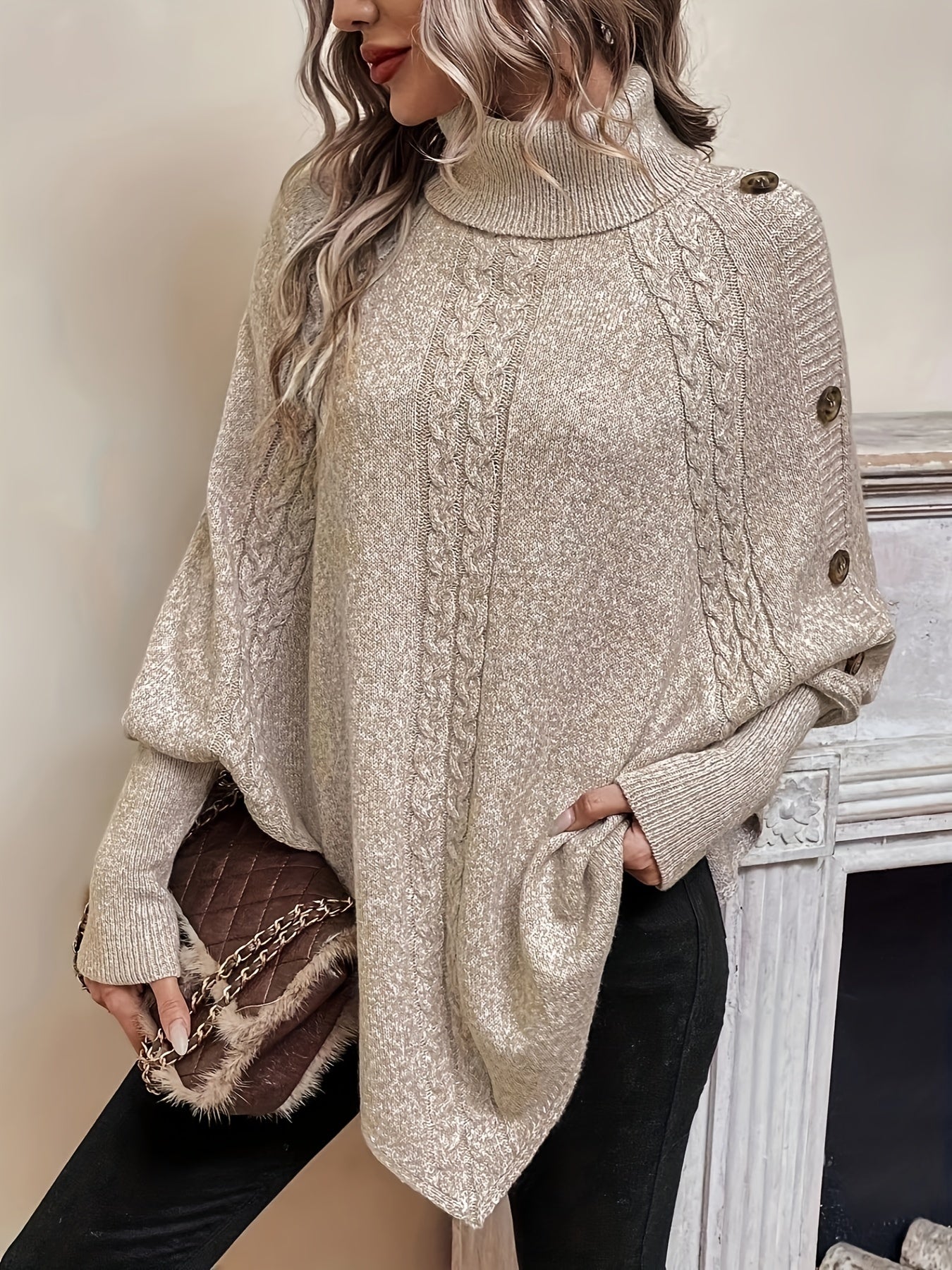 Beatrice - Mjukt stickad poncho