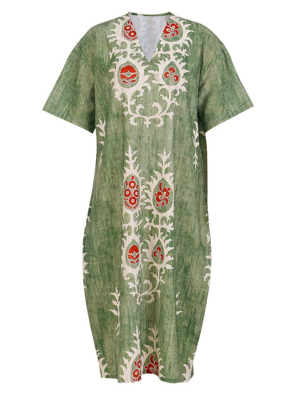 Boho Midi Klänning Dam - Naturlig Elegans för Sommarens Dagar