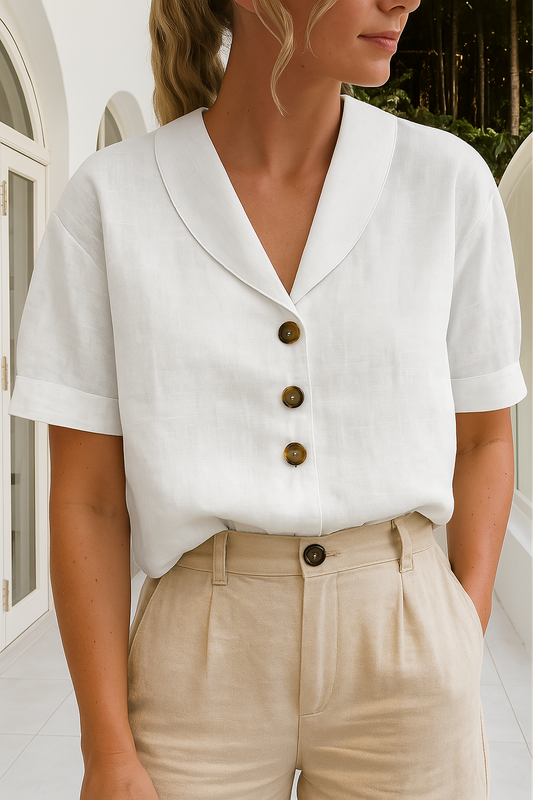 Christina™ | Elegant Vit Blus för Dam