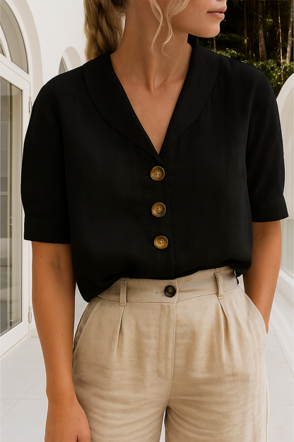 Christina™ | Elegant Vit Blus för Dam