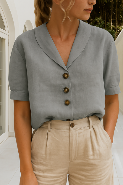 Christina™ | Elegant Vit Blus för Dam