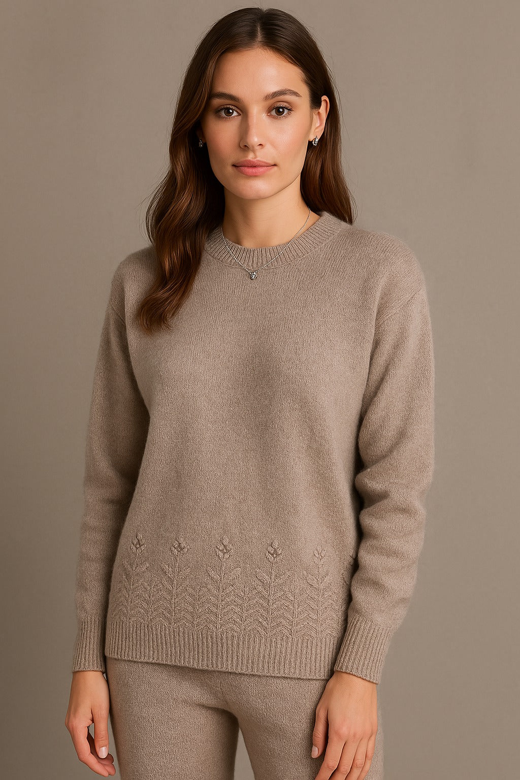 Cille™ | Elegant Stickad Tröja Dam med Blommönster
