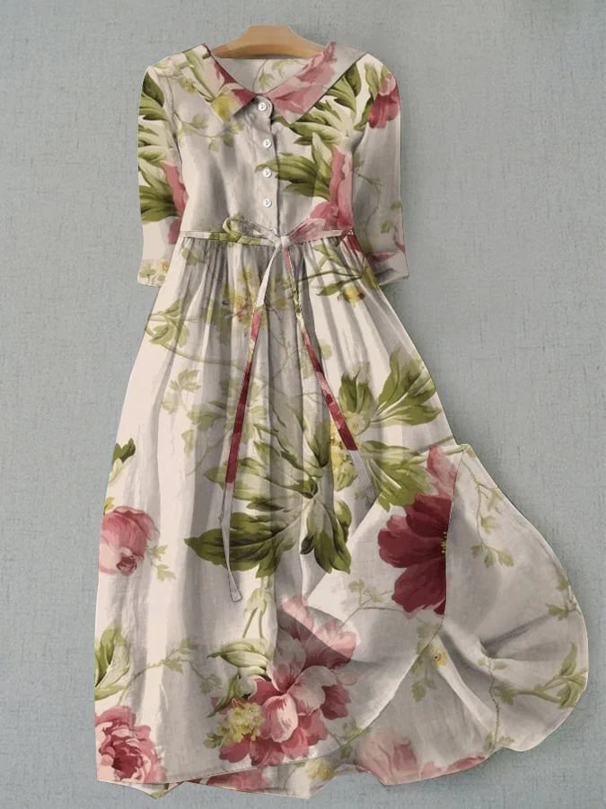 Damklänning - Vintage blommig snörning sommarklänning för bröllopsgäster