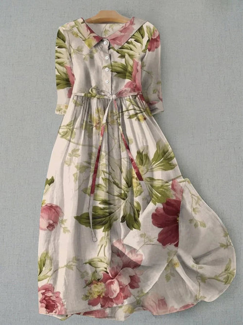 Damklänning - Vintage blommig snörning sommarklänning för bröllopsgäster