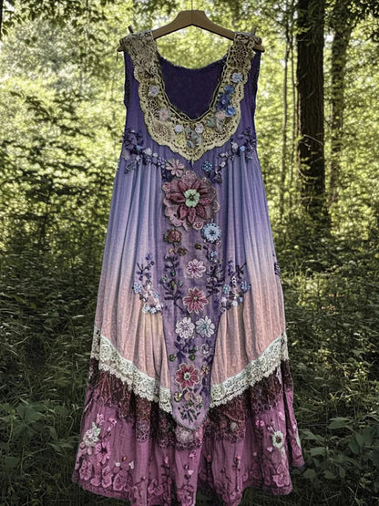 Evabella Linnedress - Lätt, Unik Patchworkdesign För Komfort & Stil