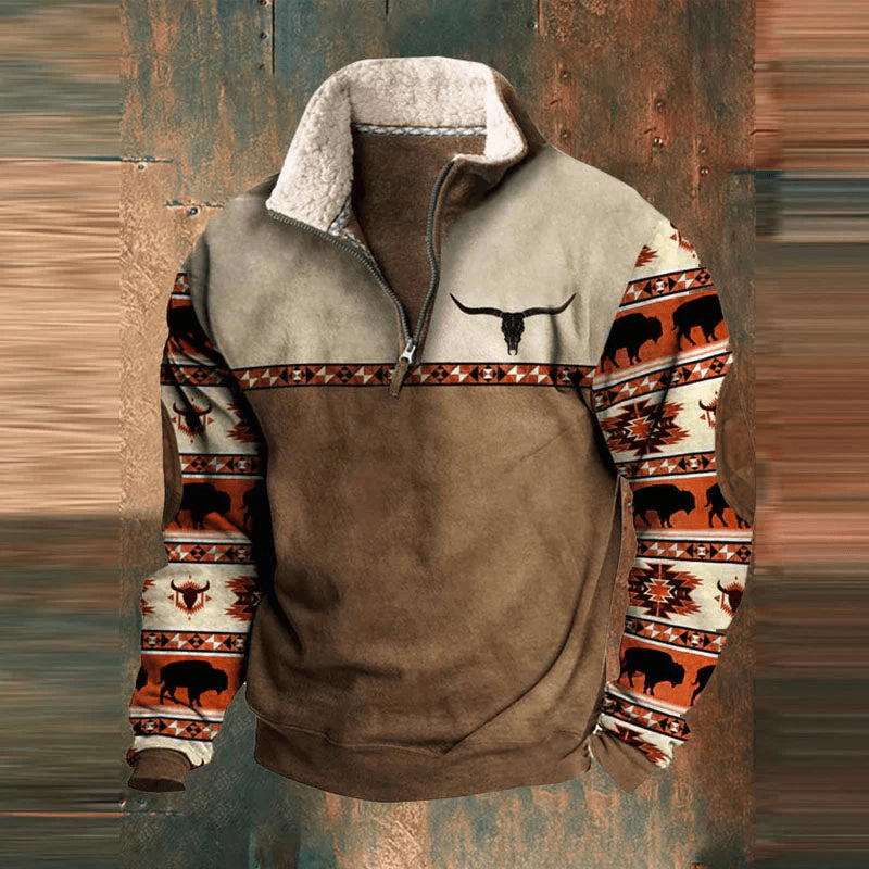Håkon™ | Stilfull Zip Tröja Med Grafiskt Tryck