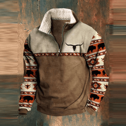 Håkon™ | Stilfull Zip Tröja Med Grafiskt Tryck