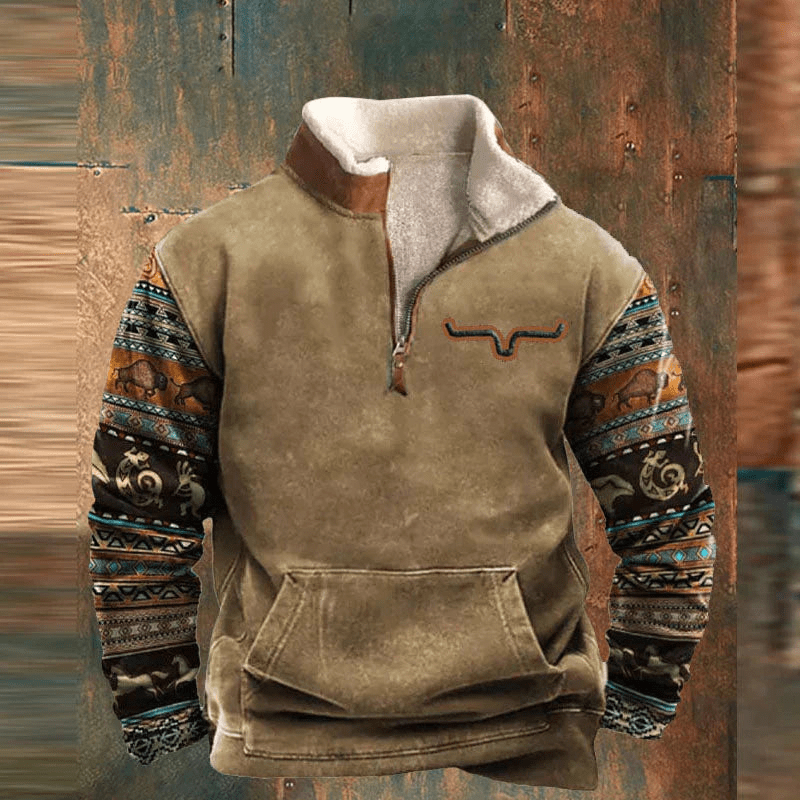 Håkon™ | Stilfull Zip Tröja Med Grafiskt Tryck