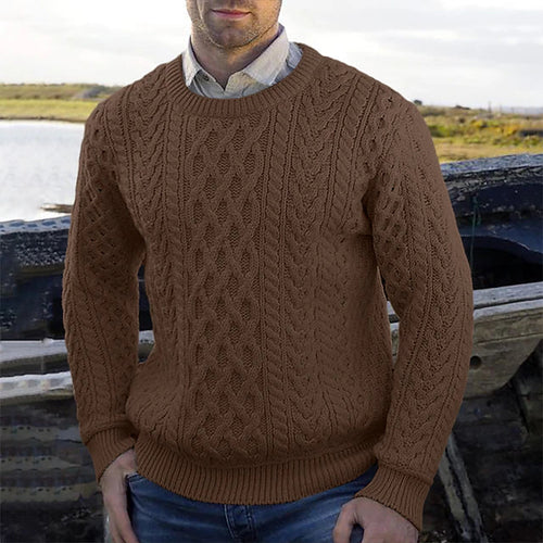 Herr Tröja - Kabelstickad Pullover För Stil Och Komfort