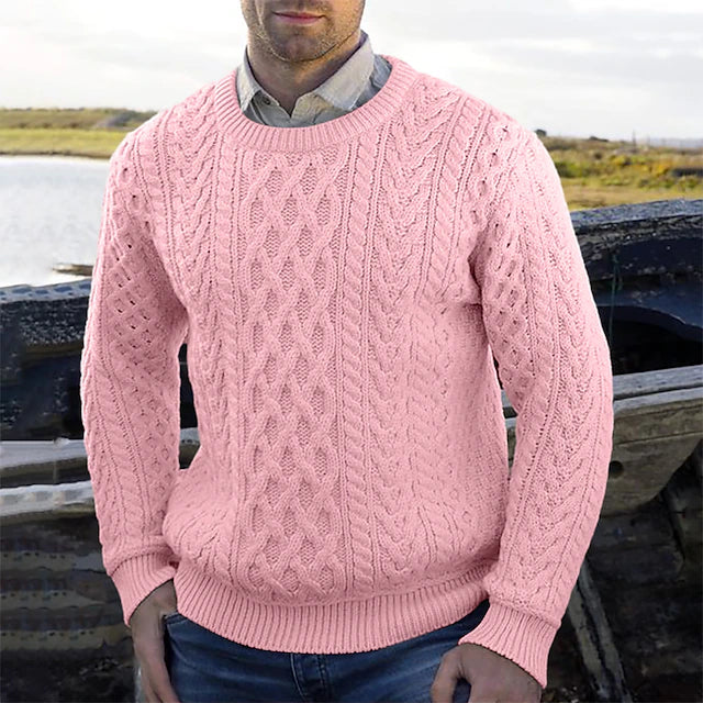 Herr Tröja - Kabelstickad Pullover För Stil Och Komfort