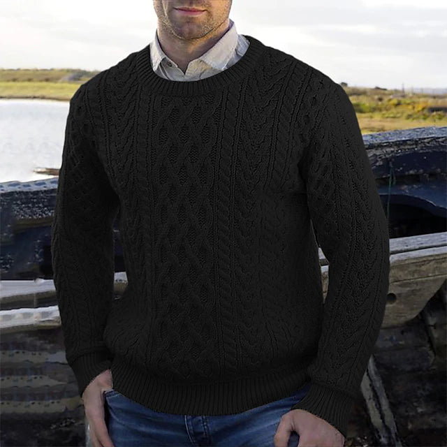 Herr Tröja - Kabelstickad Pullover För Stil Och Komfort
