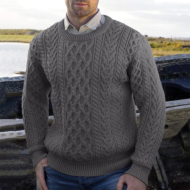 Herr Tröja - Kabelstickad Pullover För Stil Och Komfort