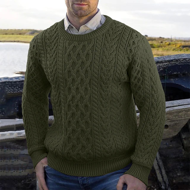 Herr Tröja - Kabelstickad Pullover För Stil Och Komfort