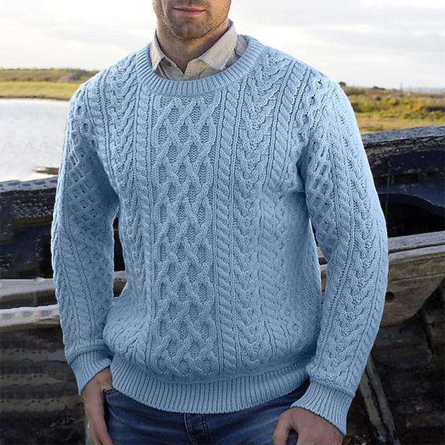 Herr Tröja - Kabelstickad Pullover För Stil Och Komfort