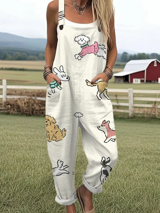 Jumpsuit - Rolig Hundkonst Tryck För Komfort och Stil