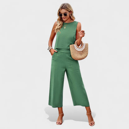 MONICA LINEN SET - HASKABLE CORFORT & FLATTERING FIT för varje tillfälle
