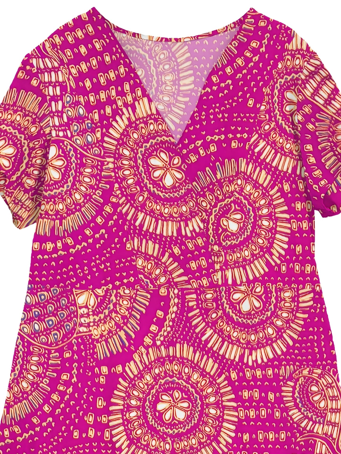 Midiklänning Dam - Färgstark Tribal Design för Komfort och Stil