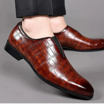Noah™ - Snygga slip-on-loafers i läder med stenmönster