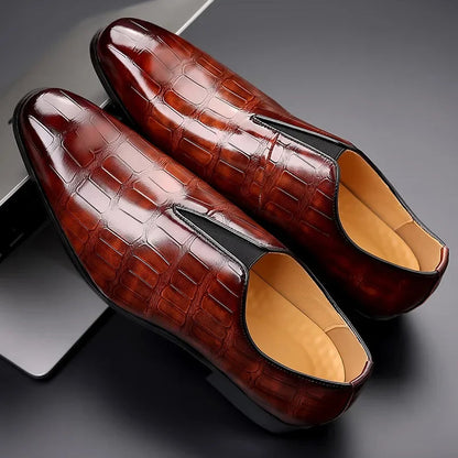 Noah™ - Snygga slip-on-loafers i läder med stenmönster