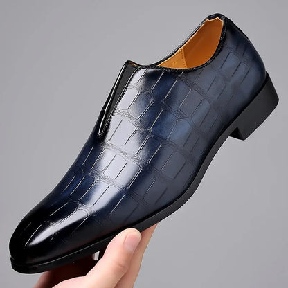 Noah™ - Snygga slip-on-loafers i läder med stenmönster