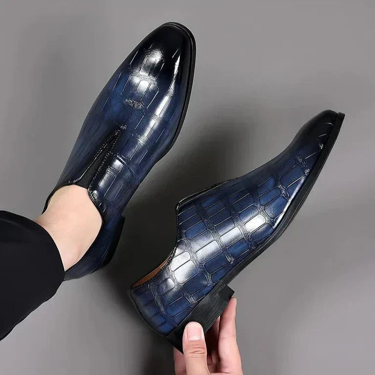 Noah™ - Snygga slip-on-loafers i läder med stenmönster