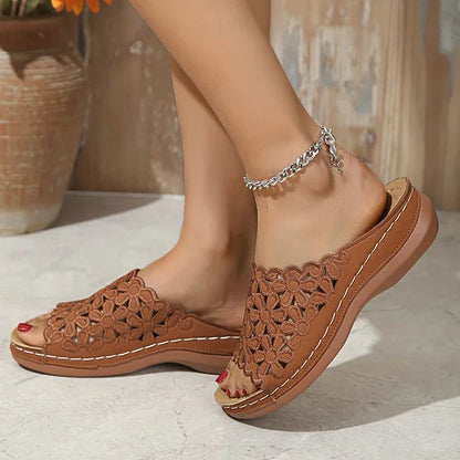 Diana Sandaler Dam - Elegant Slingback Med Öppen Tådesign för Komfort