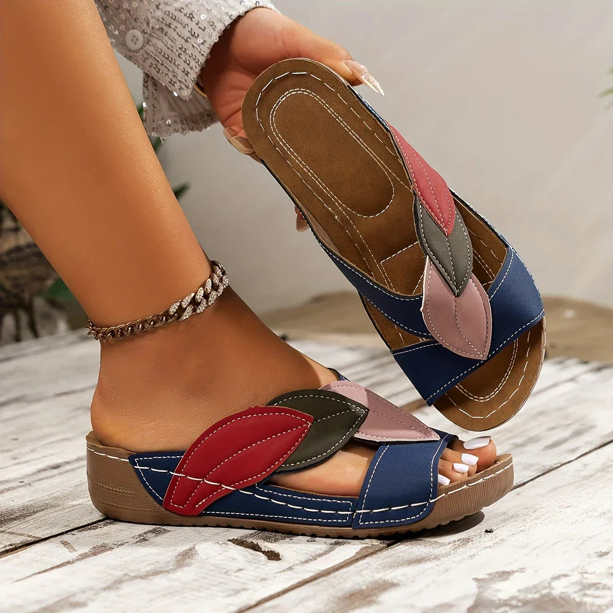 Sini Sandaler Dam - Bekväma Slip-On Med Kuddad Innersula