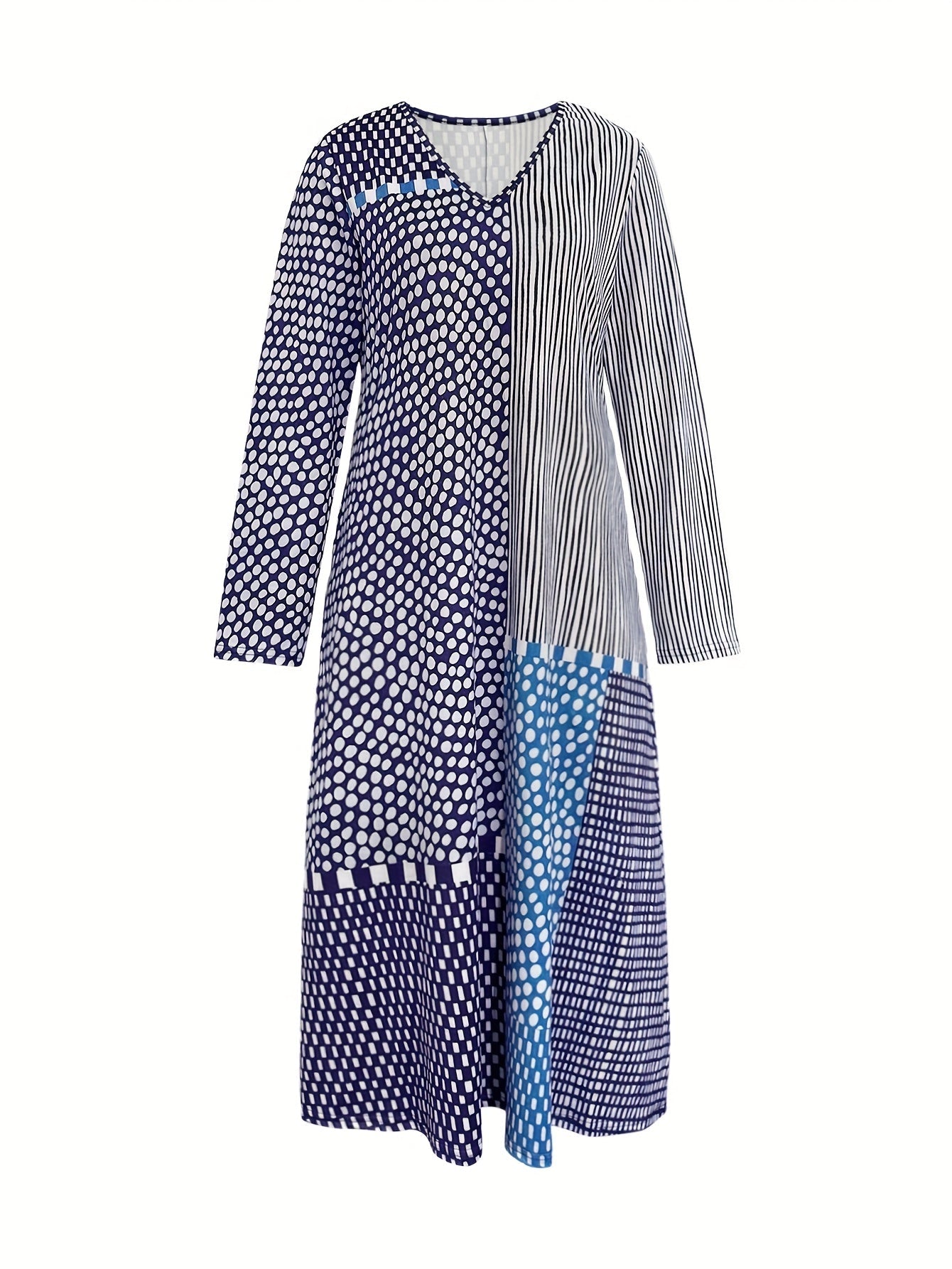 Strandklänning Dam - Lätt och Chic Med Unik Patchworkdesign
