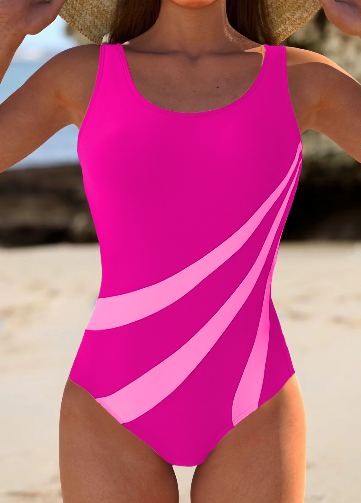 Swimsuit i ett stycke med kontrasterande färg