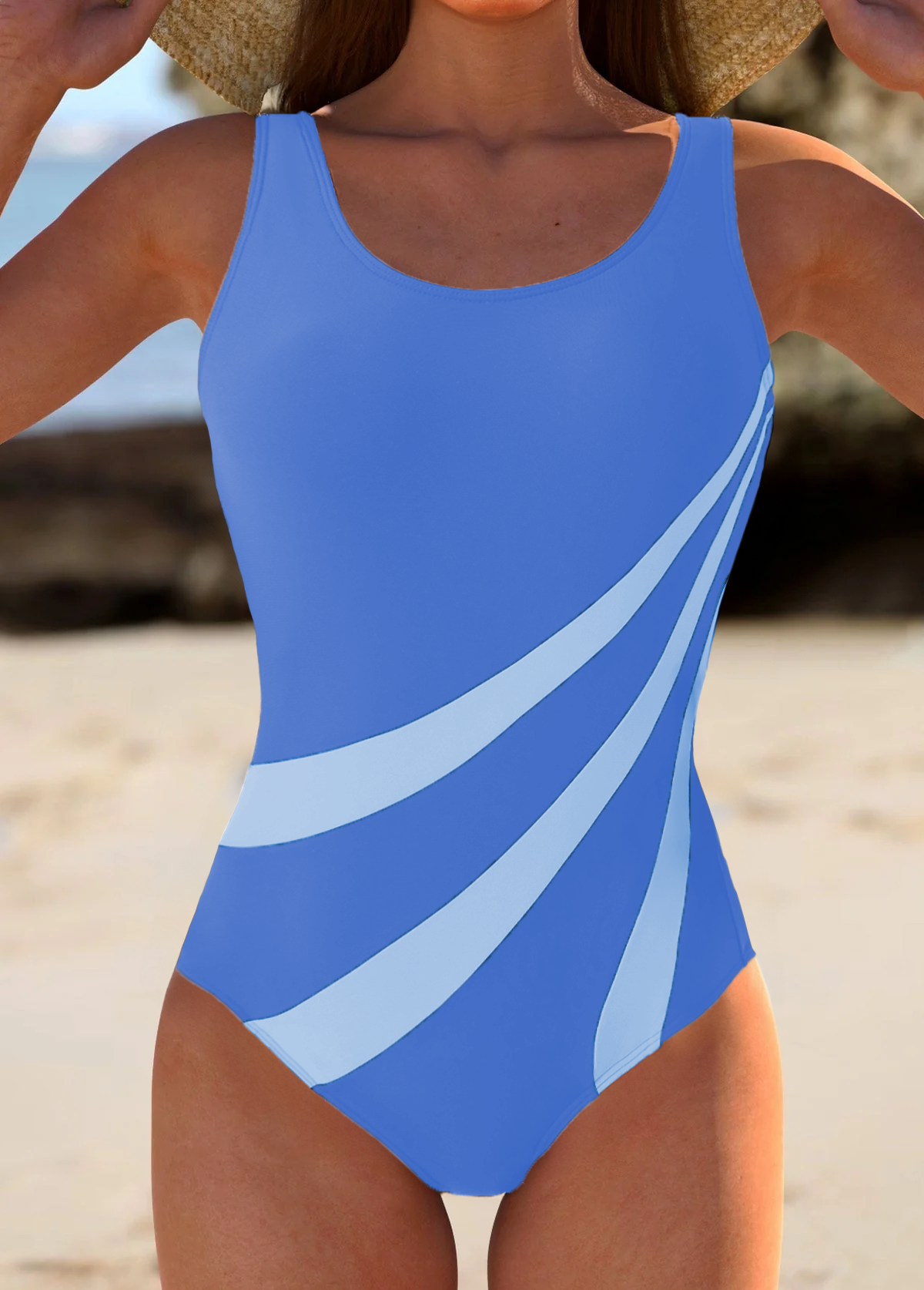 Swimsuit i ett stycke med kontrasterande färg