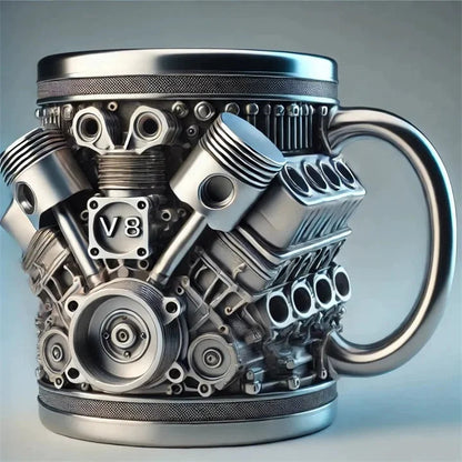 ThrottleCup - Hållbar Stålmugg Med Motorinspirerad Design 350 ml