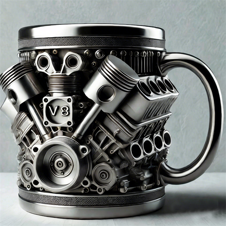 ThrottleCup - Hållbar Stålmugg Med Motorinspirerad Design 350 ml