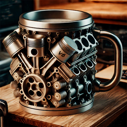 ThrottleCup - Hållbar Stålmugg Med Motorinspirerad Design 350 ml