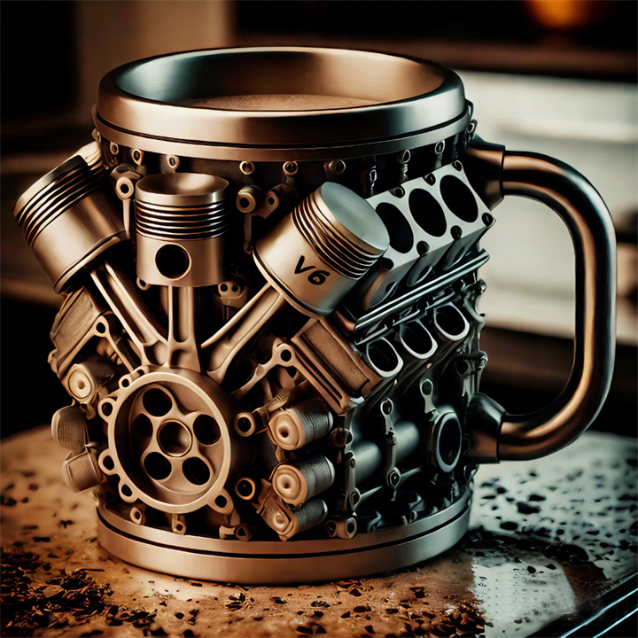 ThrottleCup - Hållbar Stålmugg Med Motorinspirerad Design 350 ml