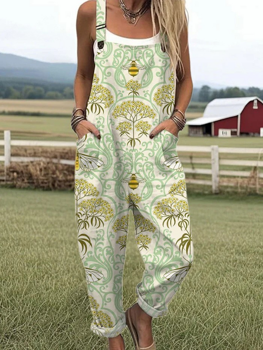 Vintage Floral Jumpsuit - enkel komfort och snygg bred bendesign