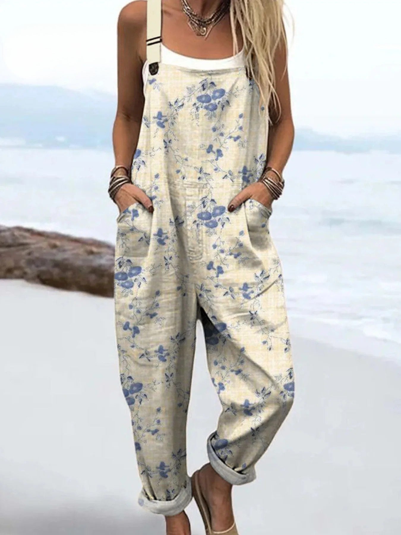 Vintage Floral Jumpsuit Women - enkel stil och komfort hela dagen