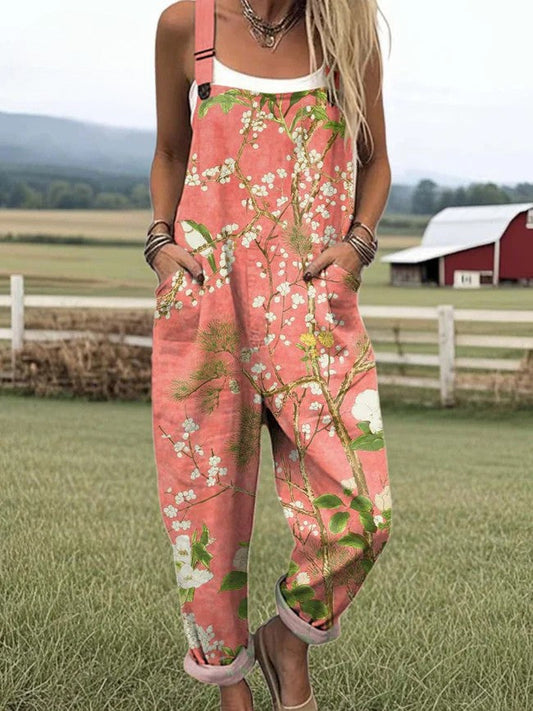 Vintage Floral Jumpsuit Women - enkel stil och komfort hela dagen