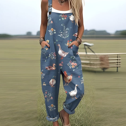 Vintage Floral Jumpsuit Women - enkel stil och komfort hela dagen
