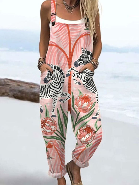 Vintage Floral Jumpsuit Women - enkel stil och komfort hela dagen
